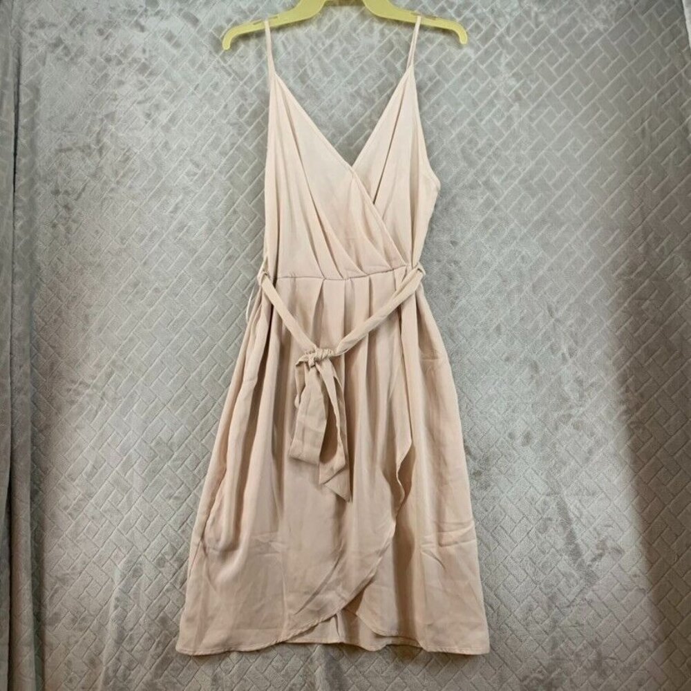 Sienna Sky Juniors Large Dress Pink Knee Length Mini Faux Wrap Belt Formal Dance